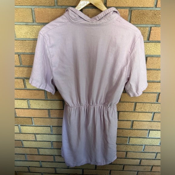Abercrombie & Fitch Lilac Collared Linen Blend Wrap Mini Dress Size MT - Picture 5 of 6